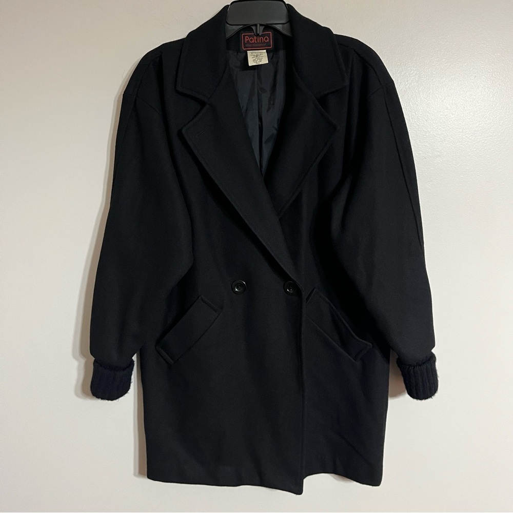 Vintage‎ Patina International Lined Long Wool Jacket Men's Size Small Black